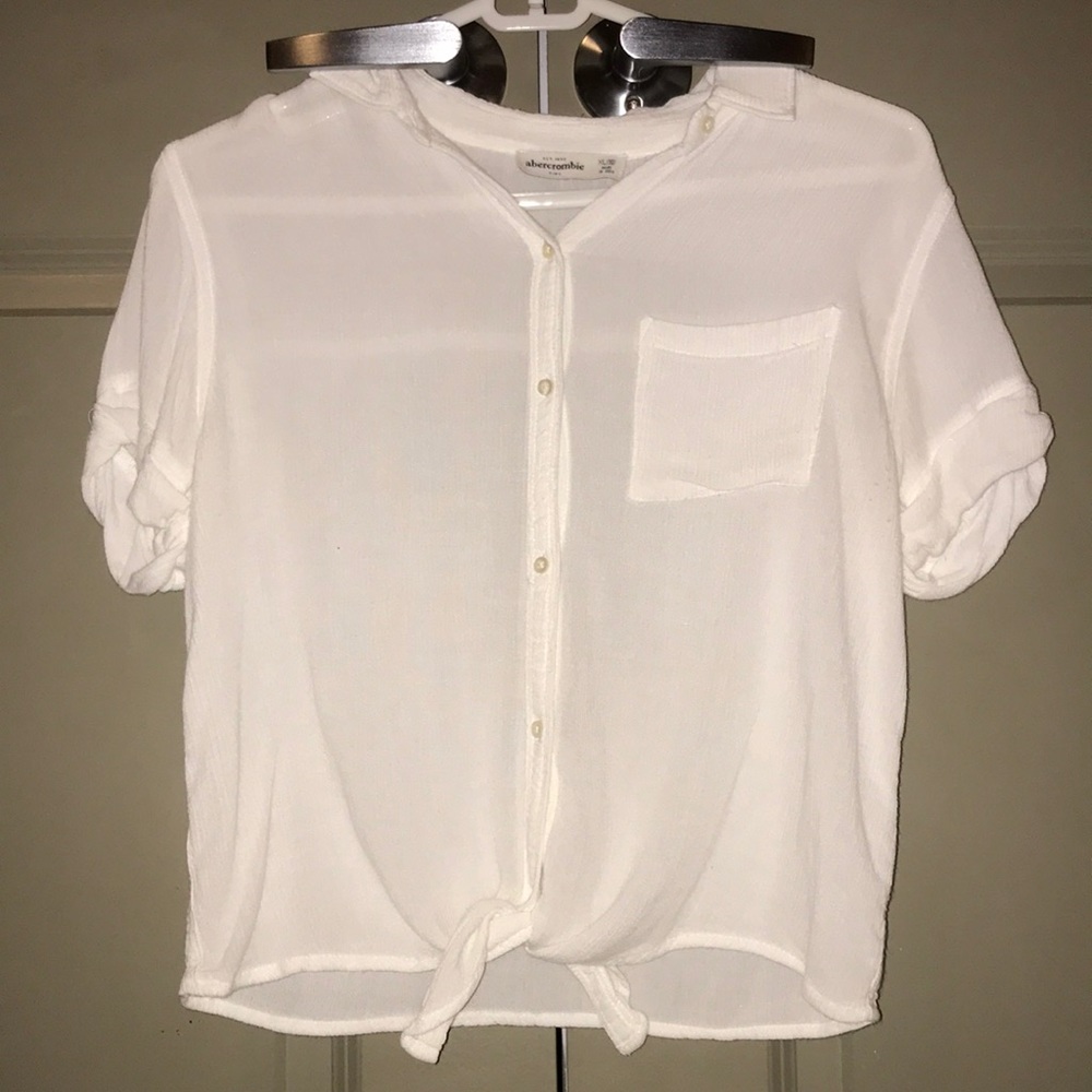 Collar neck white dress tee with tie